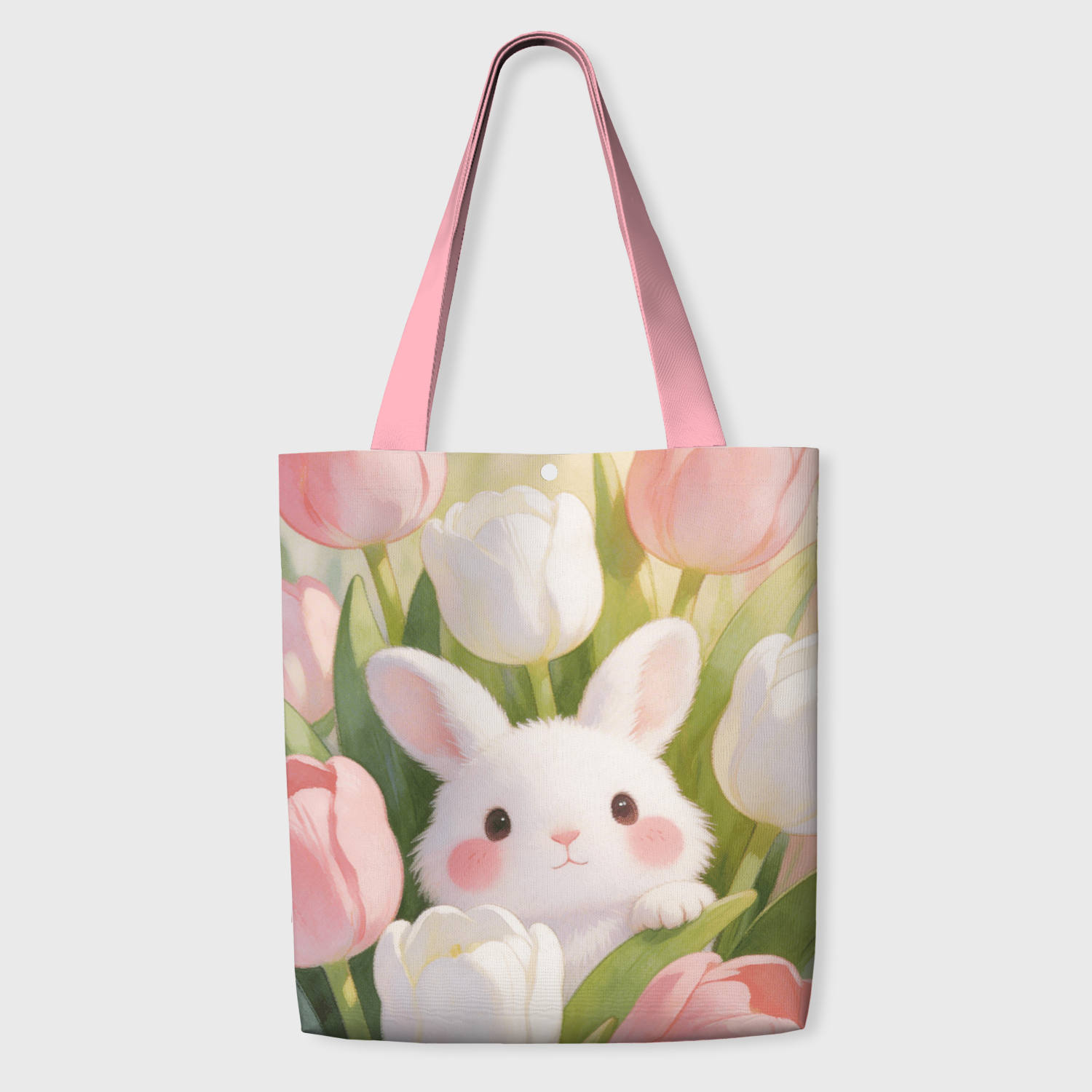Cute Bunny Tulip Tote Bag for Rabbit Lovers Easter Gift