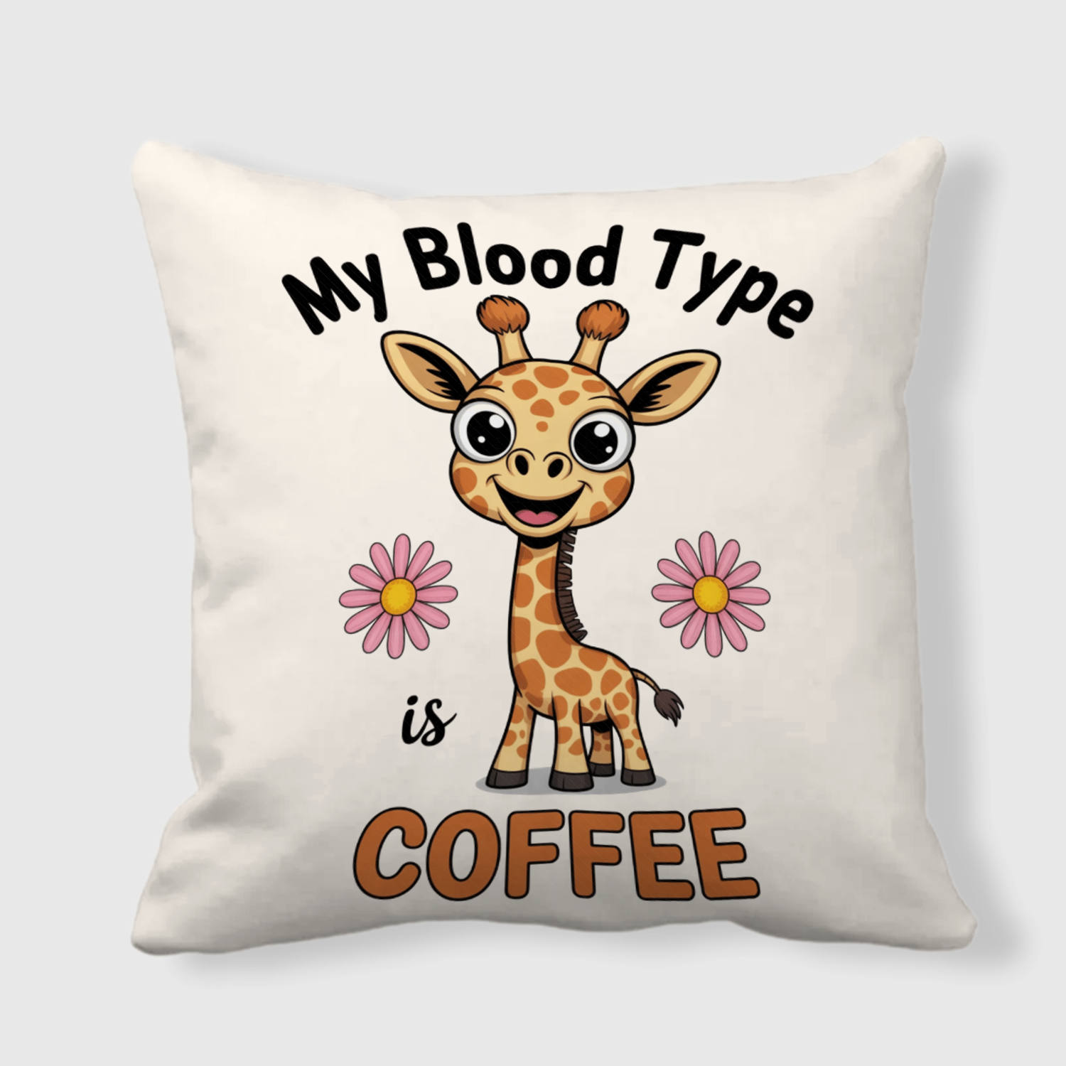 Coffee Quote Giraffe Pillow for Coffee Lovers Gift