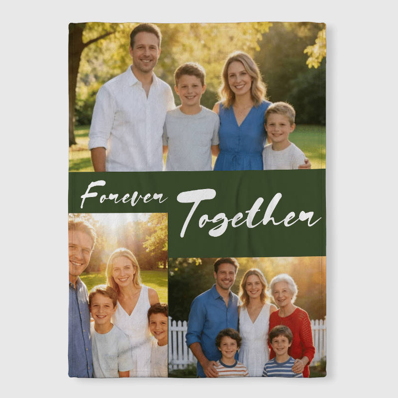 Custom Family Photo Fleece Blanket for Family Gift