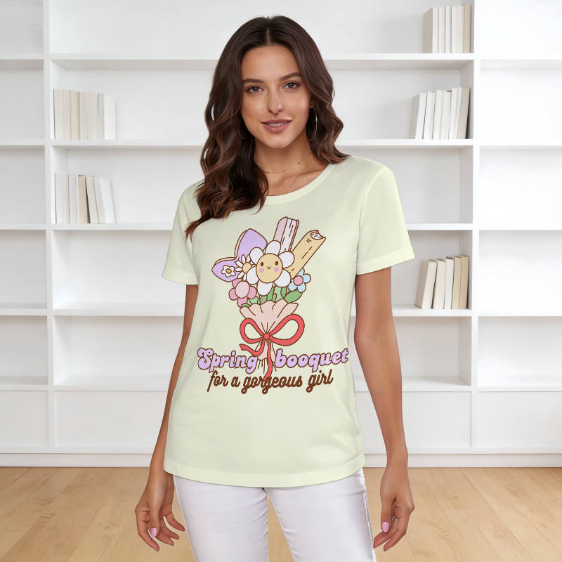 Cute Book Bouquet Women's T-Shirt for Her Daily Wear