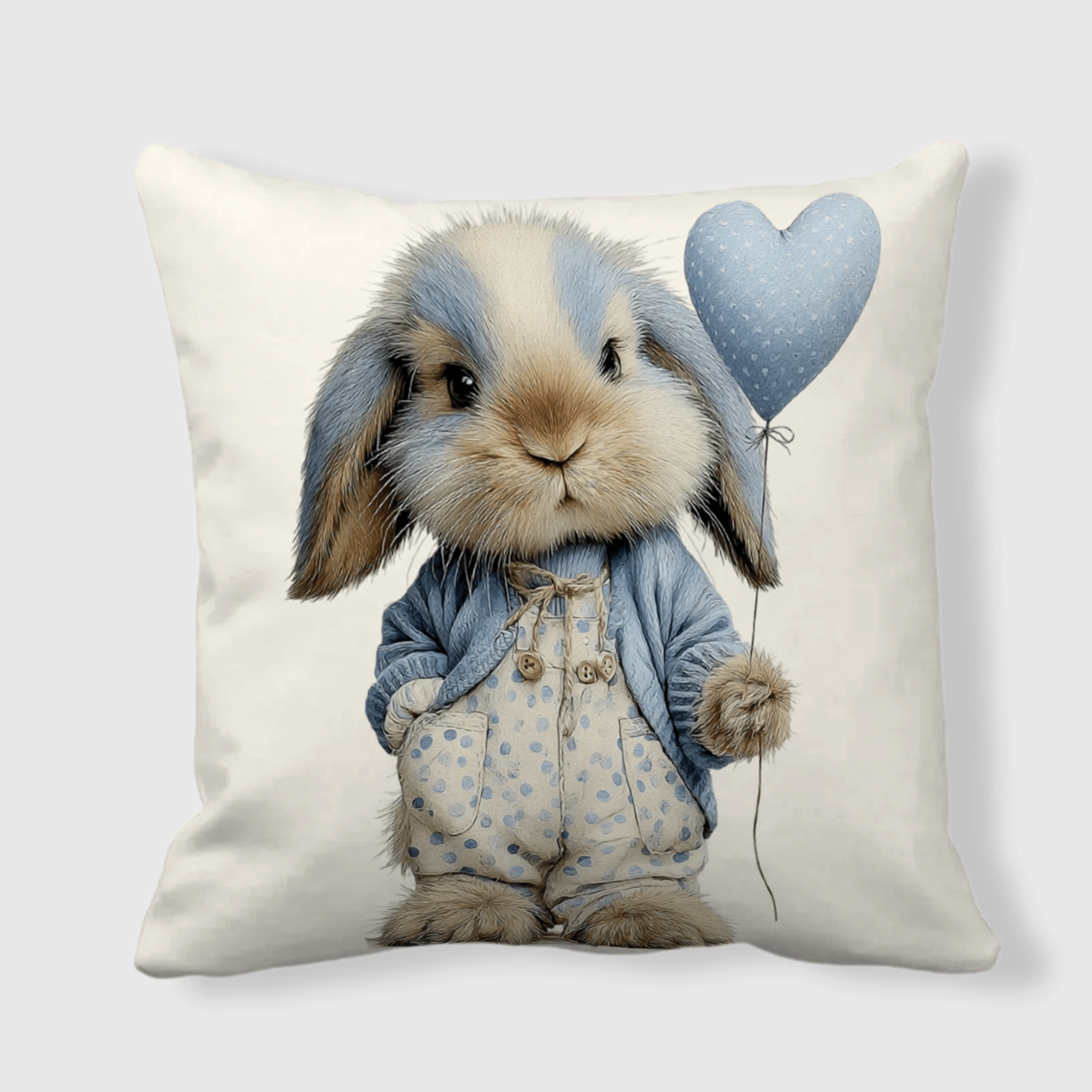 Blue Lop Bunny Double Sided Throw Pillow for Rabbit Lovers Gift