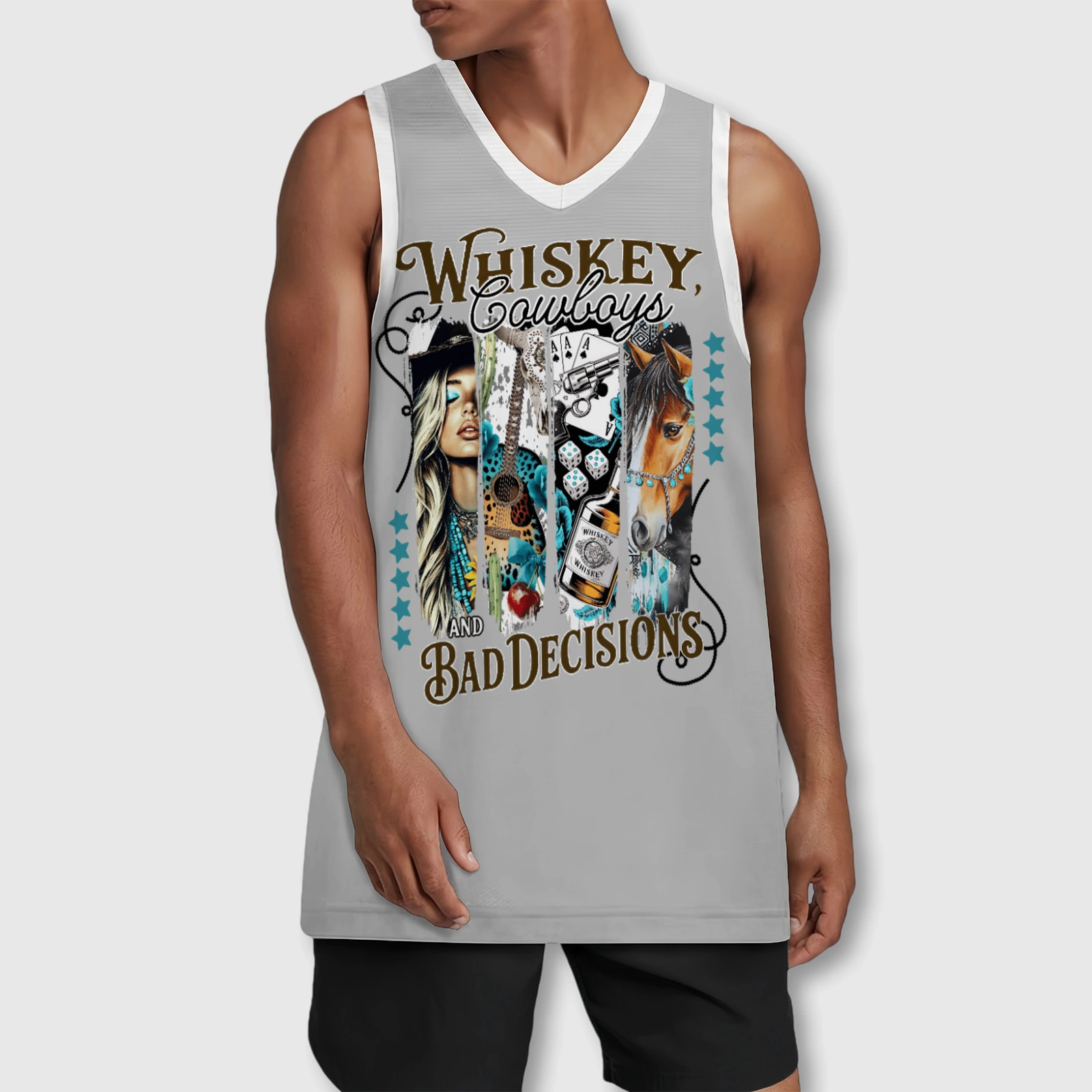 Men's Whiskey Cowboy Quote Basketball Jersey Gift