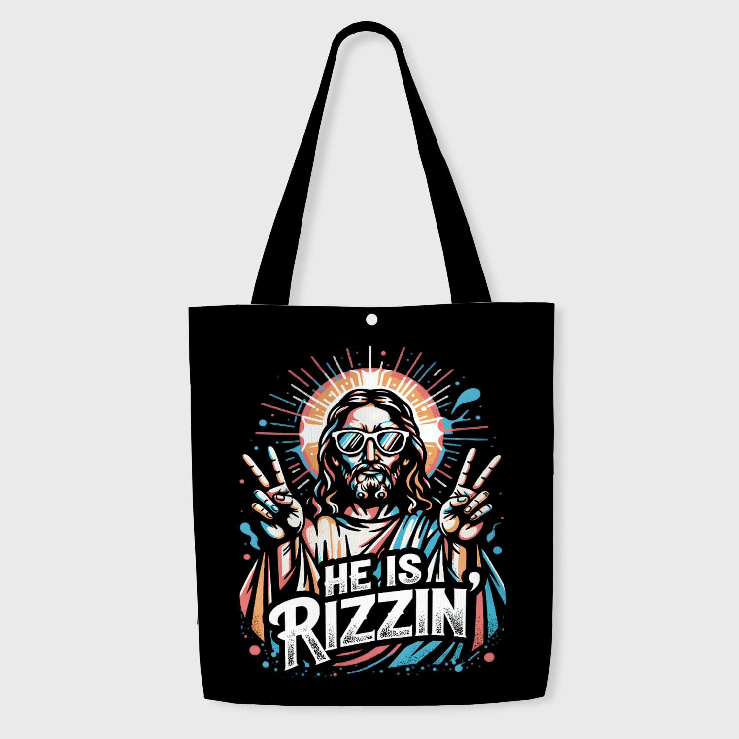 Funny Jesus Rizzin' Pun Tote Bag for Christian Easter Gift