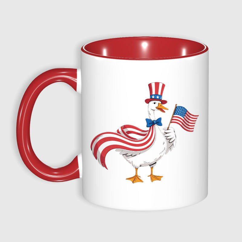 Patriotic Goose Red Accent Mug for 4th of July Gift