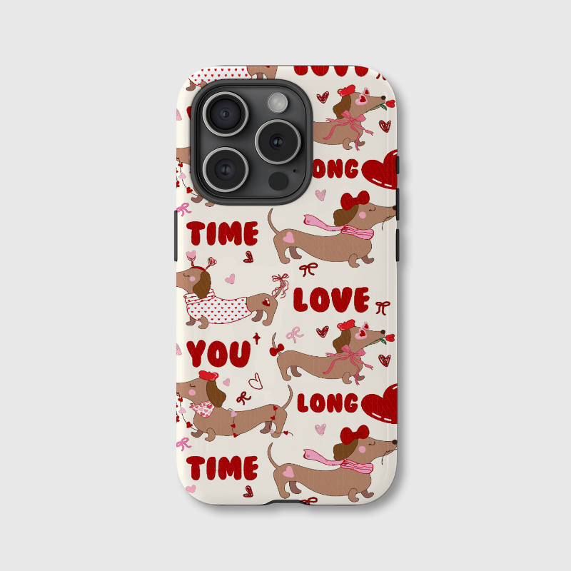 Personalized 'Love You Long Time' Dachshund Magnetic Phone Case - Custom MagSafe Gift for iPhone 15/16/17 Series