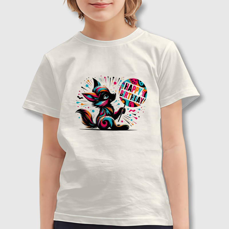 Colorful Fox Print Kids T-Shirt for Boys Girls Birthday Gift