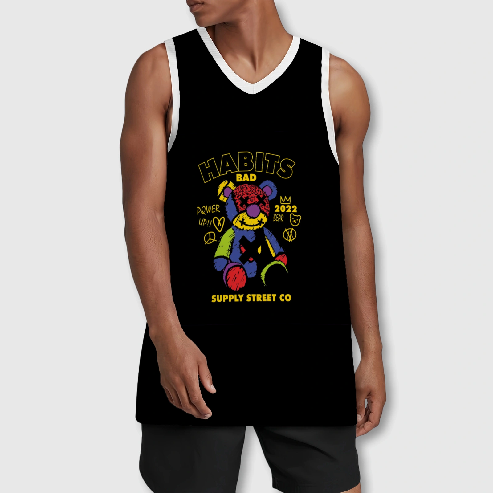 Bad Bear Graphic Basketball Jersey for Men Casual Sports Wear