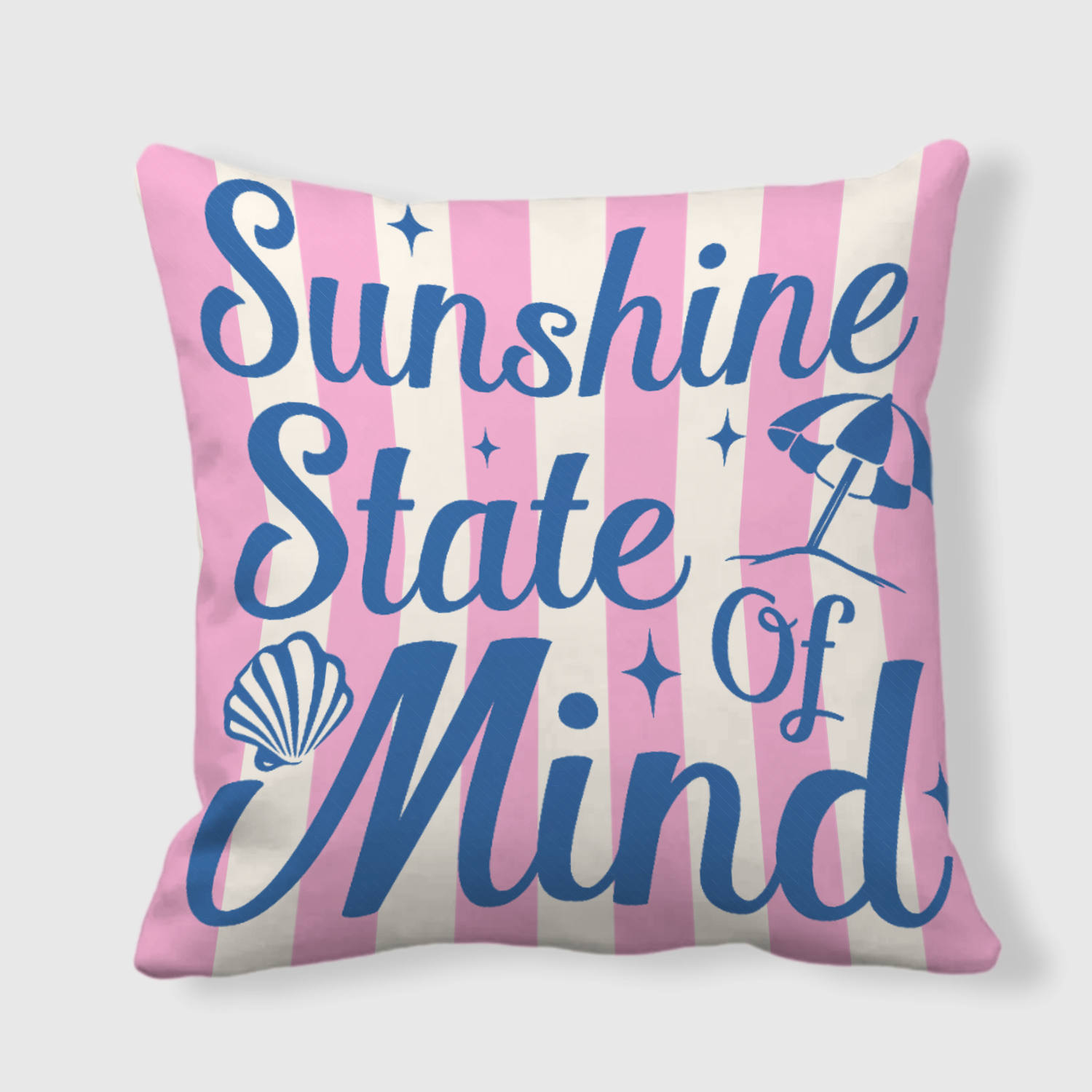 Sunshine Quote Striped Throw Pillow for Summer Home Decor