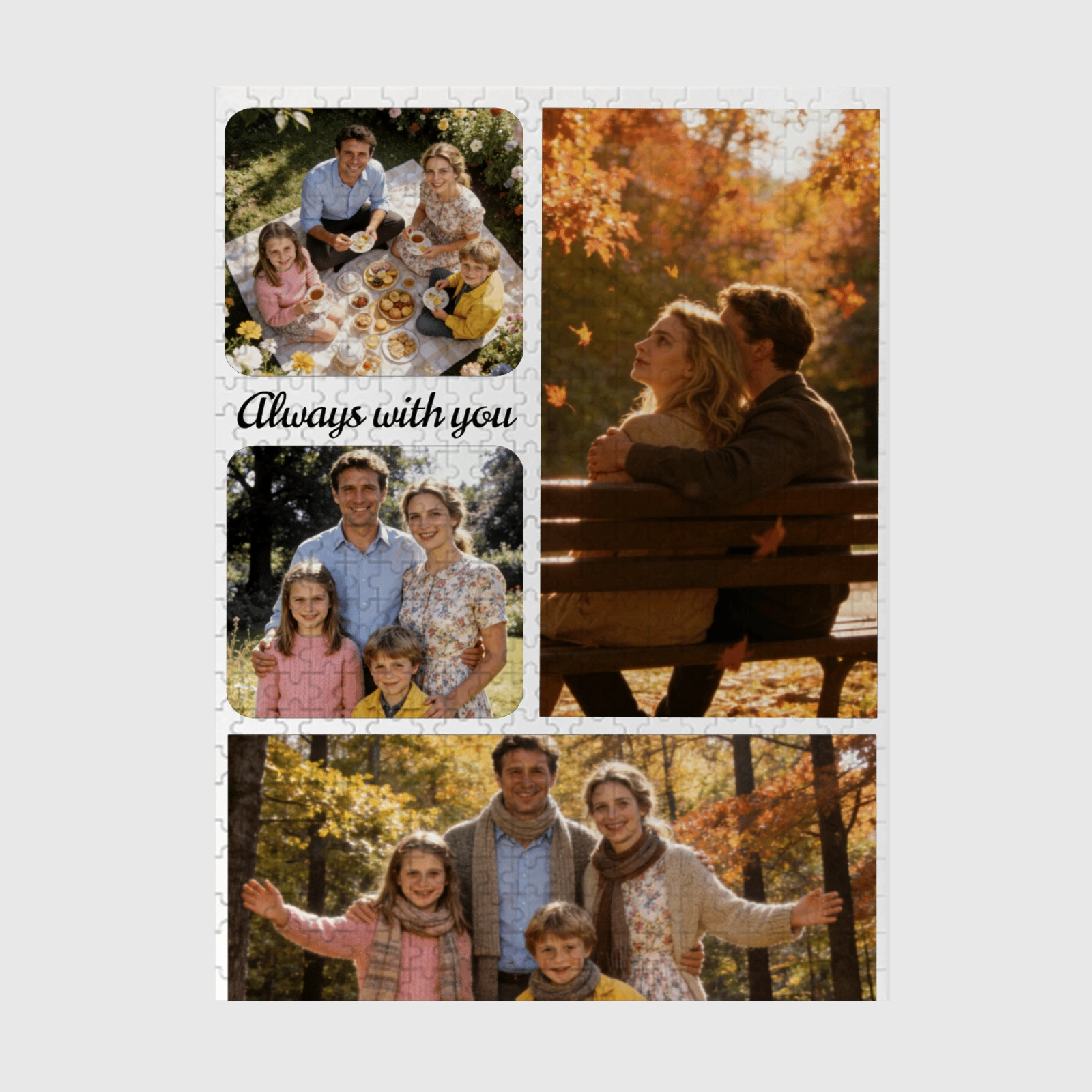 Custom Fall Family Photo Collage 500 Piece Puzzle for Anniversary Gifts