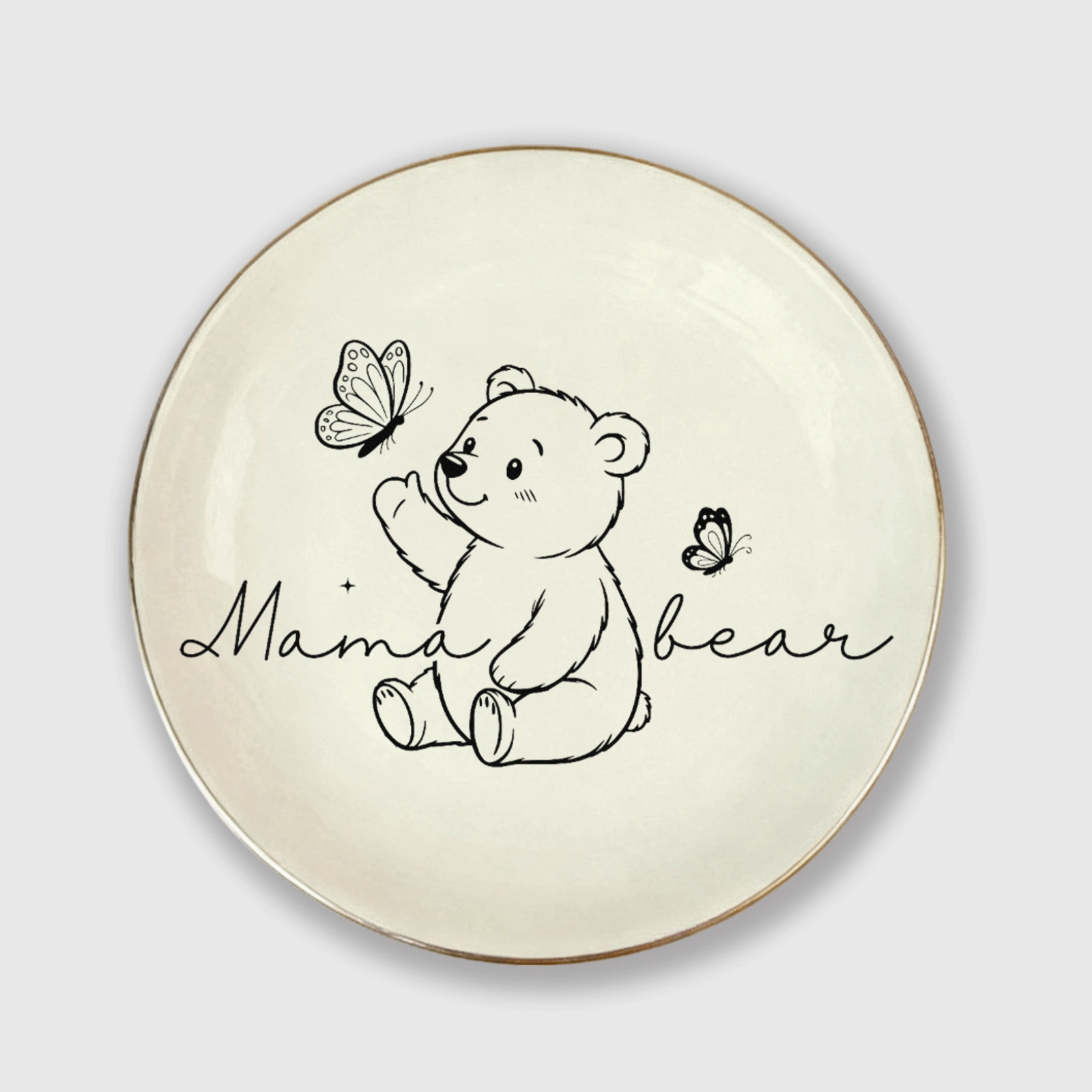 Mama Bear Line Art Trinket Tray for Mother's Day Gift
