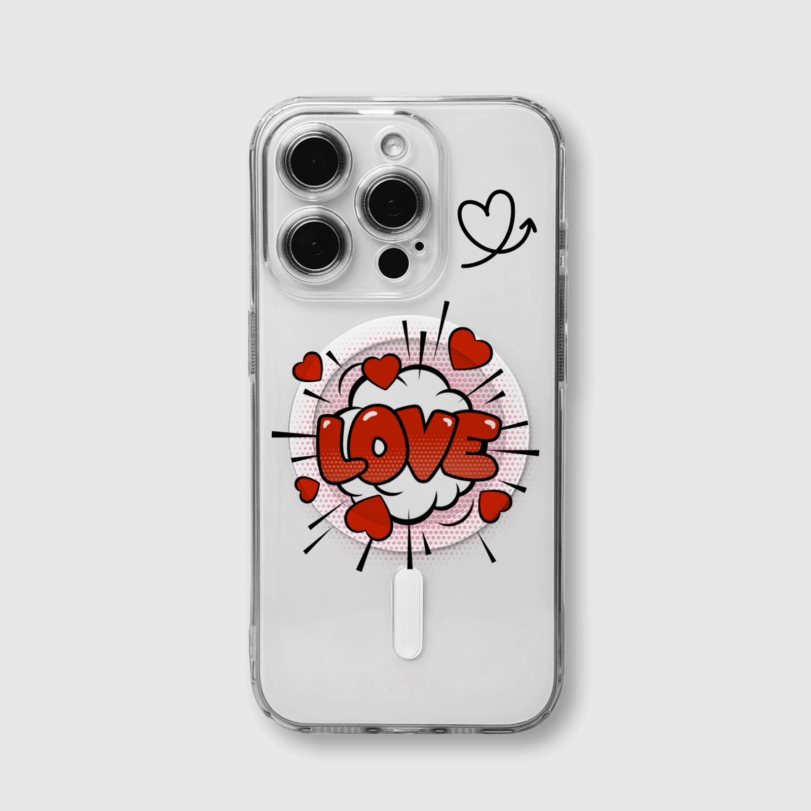 Retro Love Comic MagSafe Clear Shockproof iPhone Case for Valentine's Day Couple Gifts