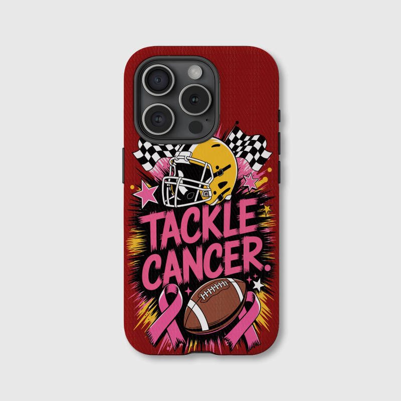 Tackle Cancer Magnetic Phone Case for Football Fans Breast Cancer Awareness Gift
