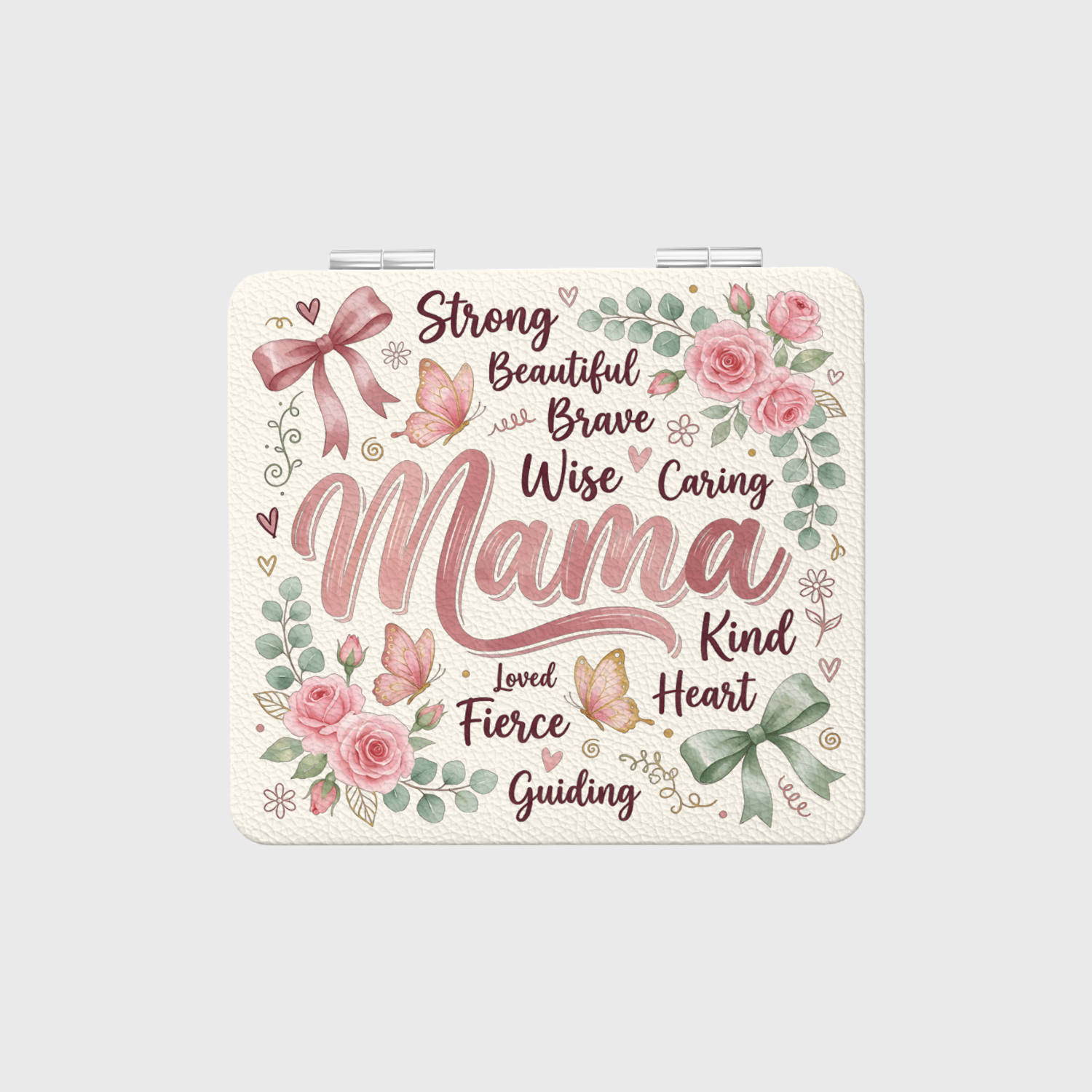 Floral Mama Quote Pocket Makeup Mirror for Mom Gift