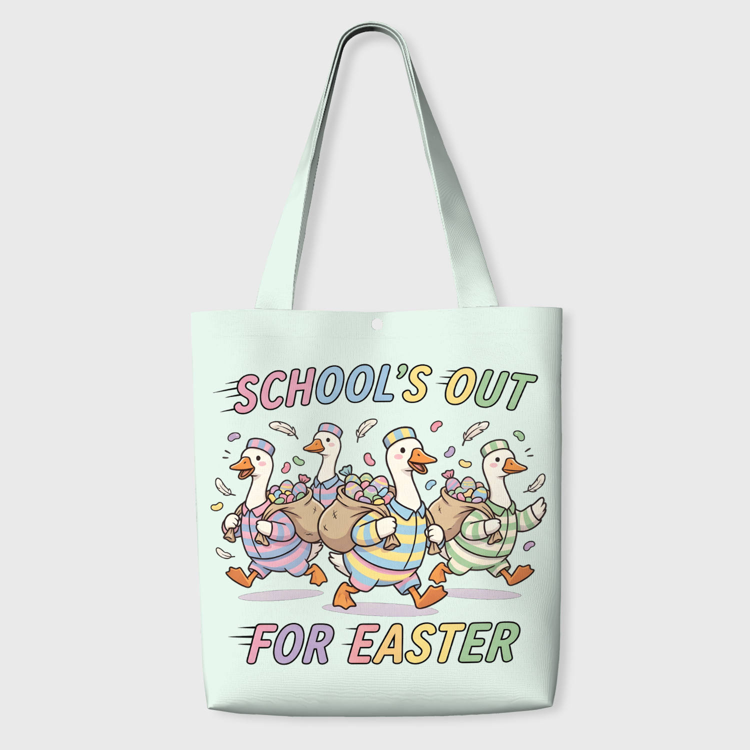 Cute Goose Easter Tote Bag for Students Holiday Daily Use