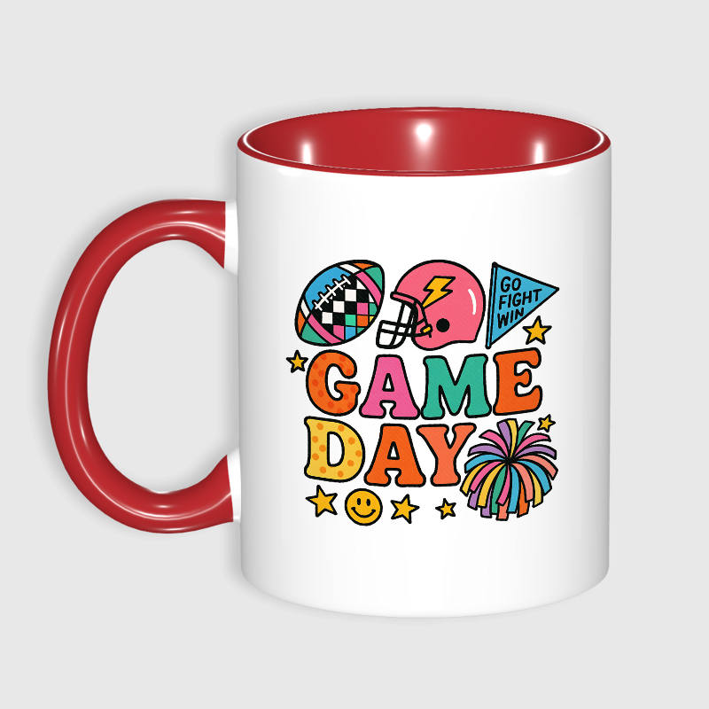 Game Day Football Red Accent Coffee Mug for Sports Fans