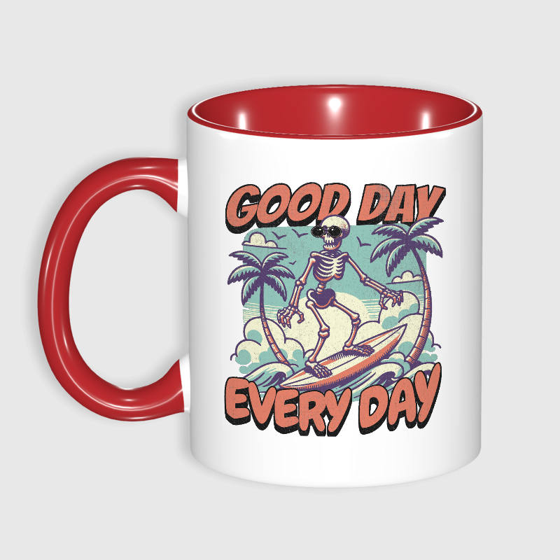 Funny Surfing Skeleton 11oz Mug for Summer Lovers Daily Use