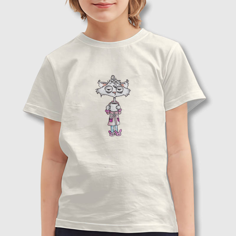 Funny Sleepy Cat Kids Tee for Cat Lovers Birthday Gift