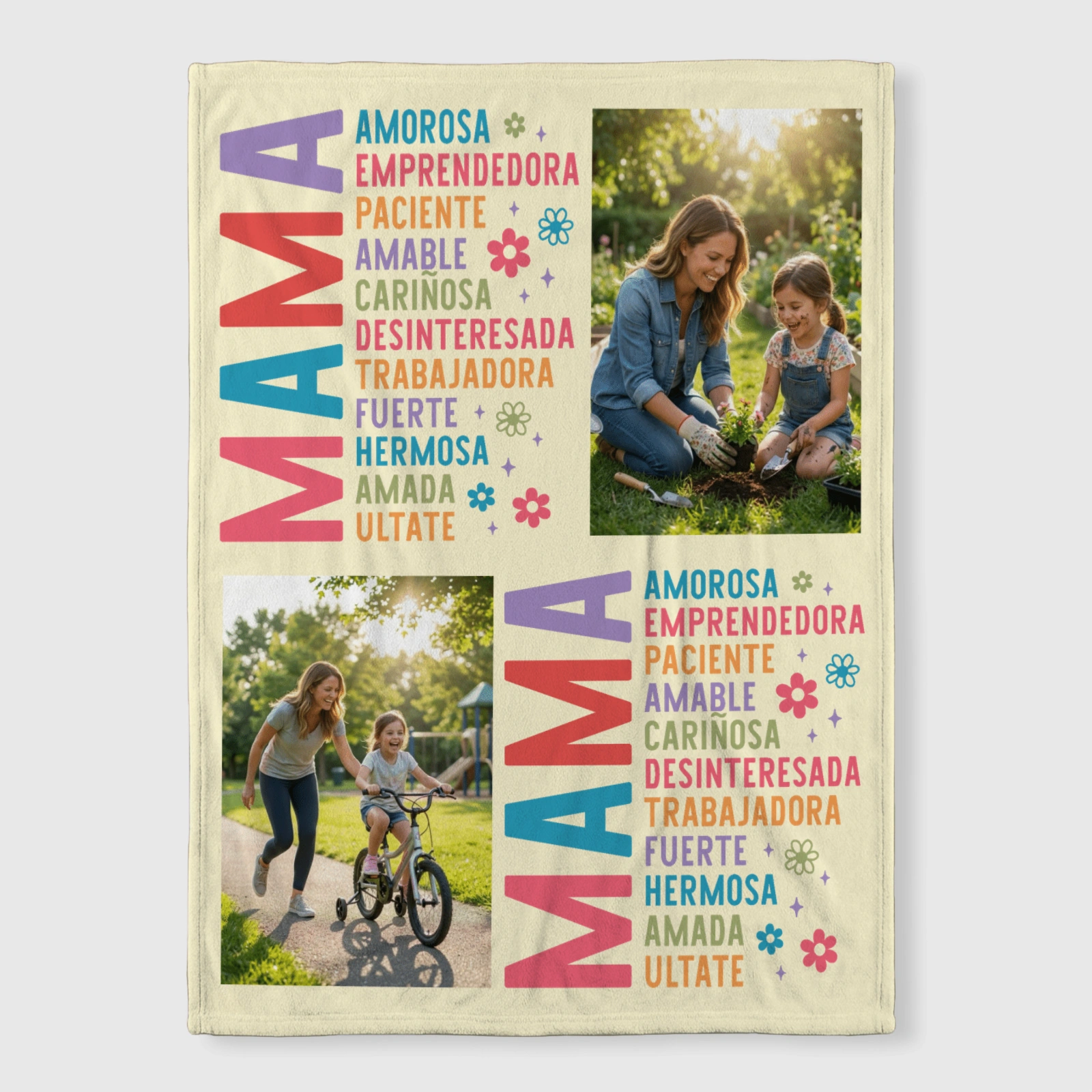 MAMA Spanish Traits Photo Fleece Blanket - Gift for Mom