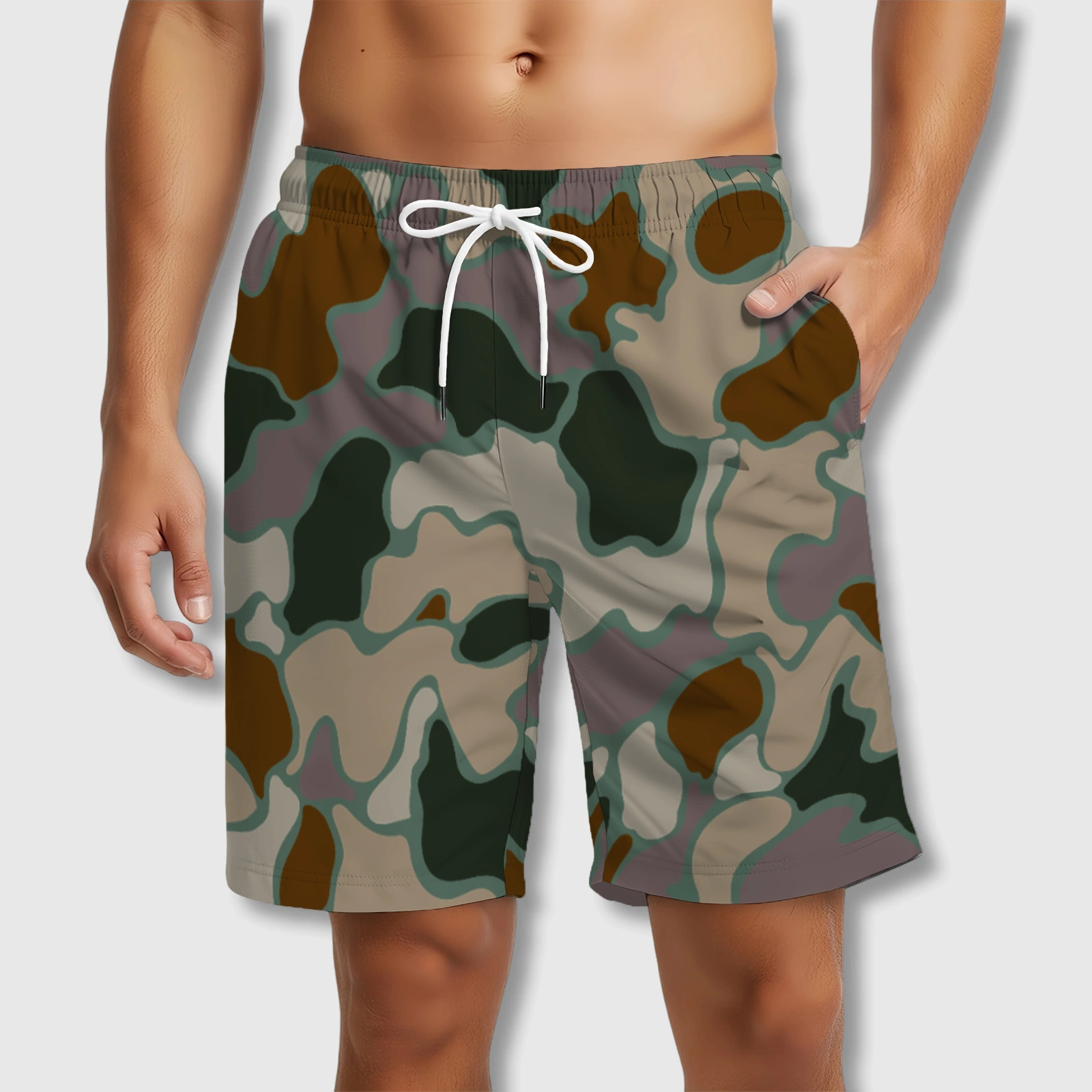 Custom Vintage Camo Men's Quick Dry Swim Trunks for Summer Gifts