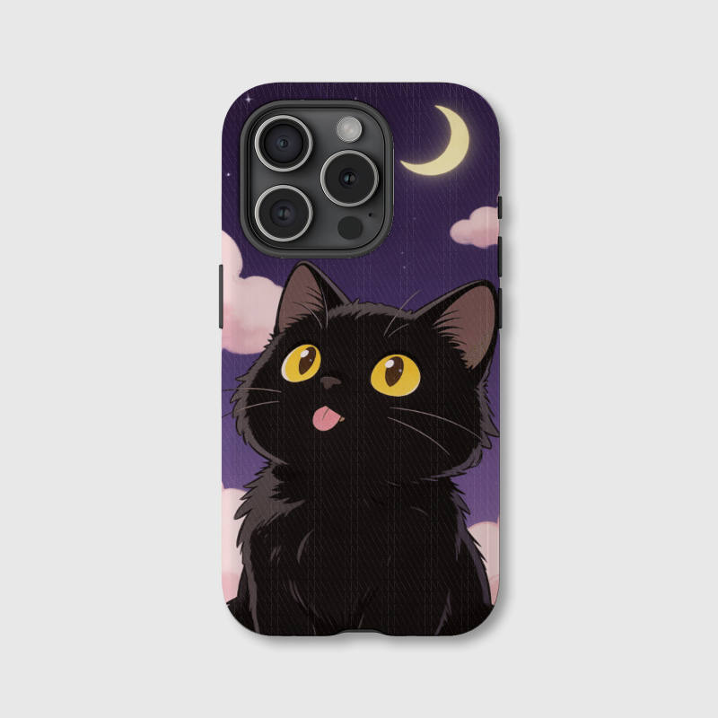 Cute Black Cat Moon Magnetic Phone Case Cat Lover Gift