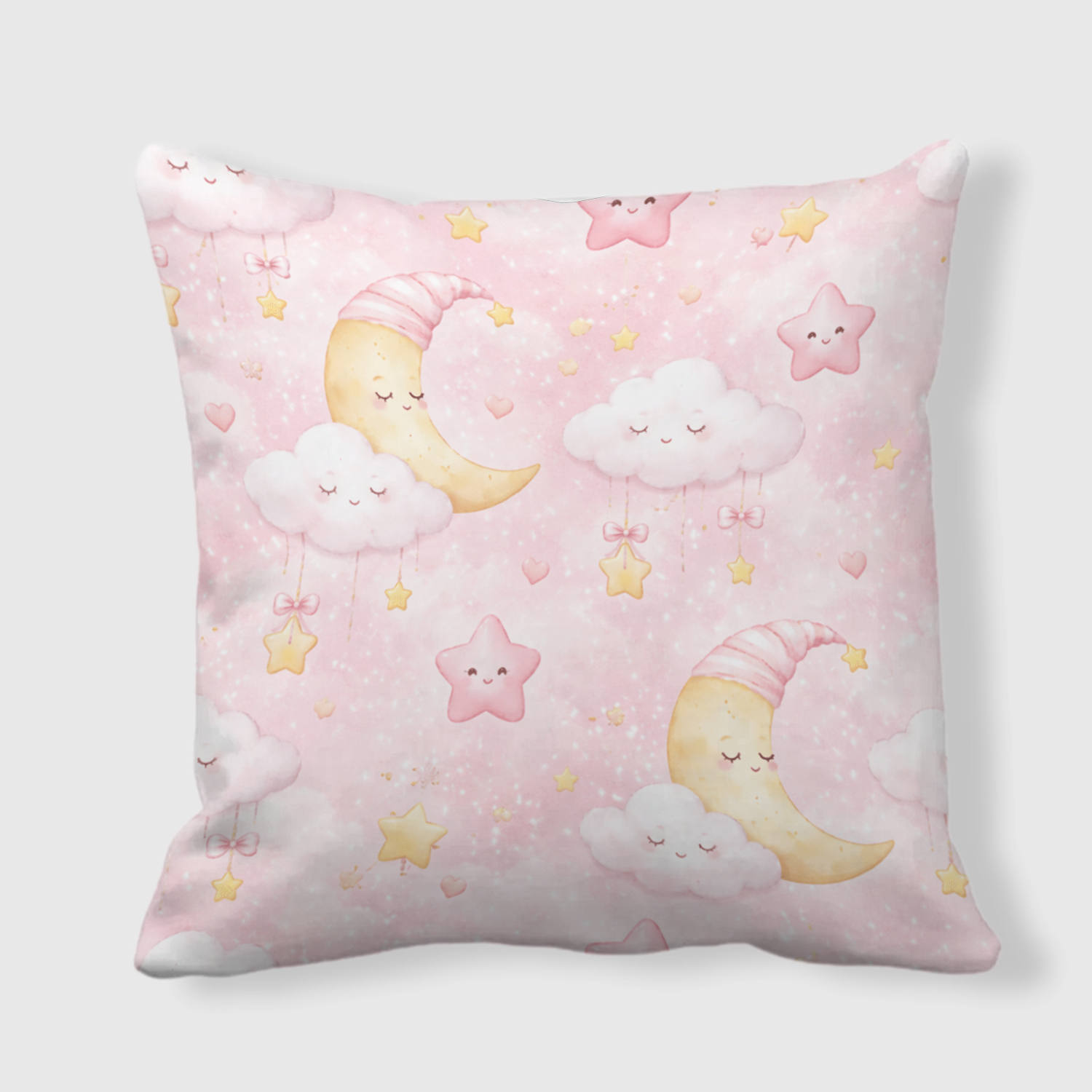 Pastel Moon Star Cloud Throw Pillow for Kids Nursery Gift