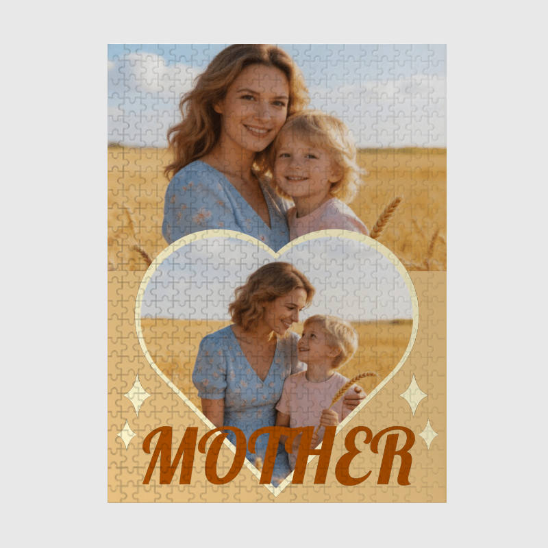 Custom Heart Photo 500 Piece Puzzle for Mom Mother's Day Gift