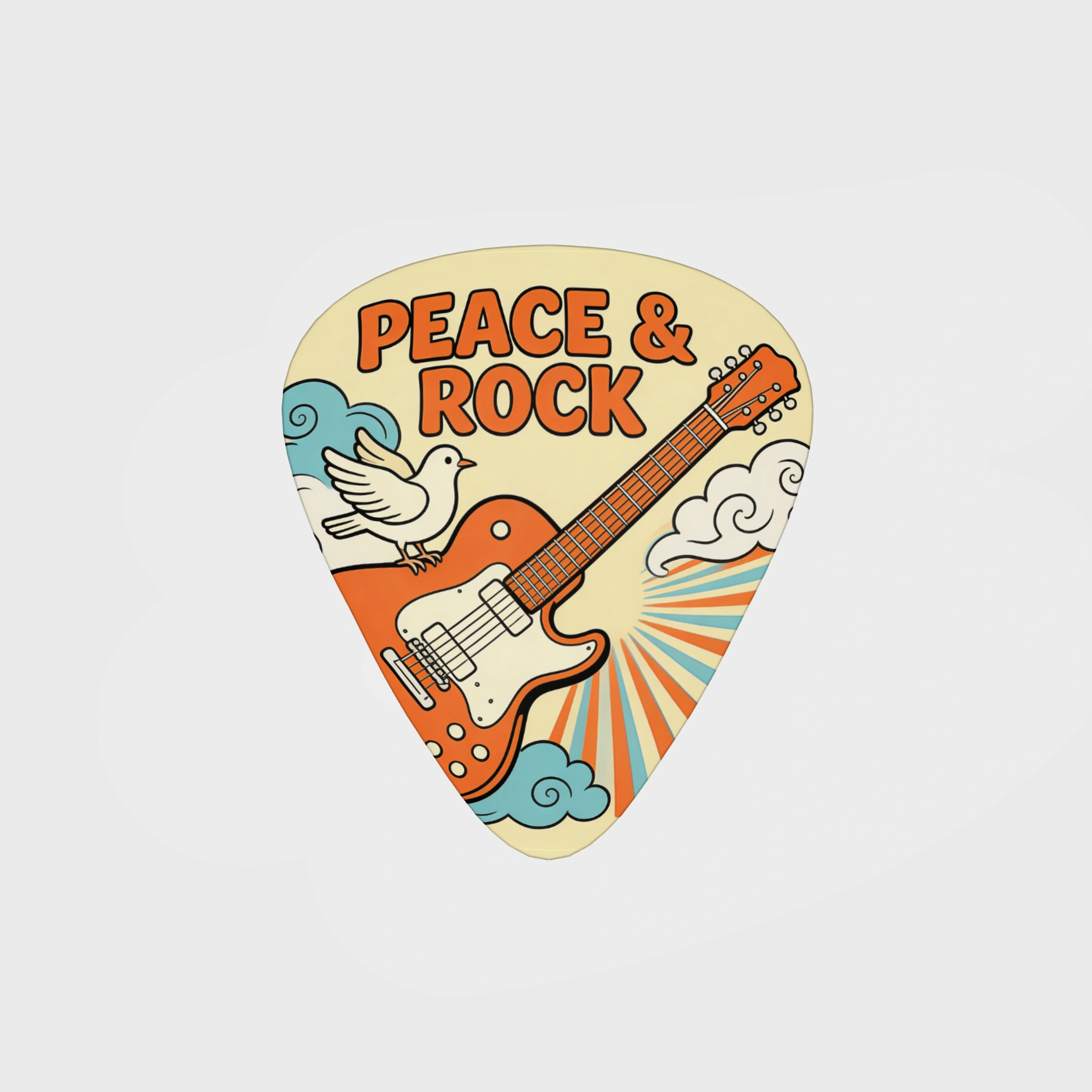 Peace & Rock Retro Guitar Pick for Music Lover Gifts