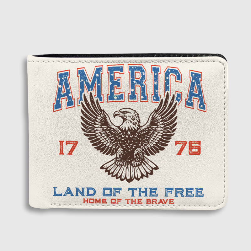 Patriotic 1776 Bald Eagle Bifold Wallet for Men Gift