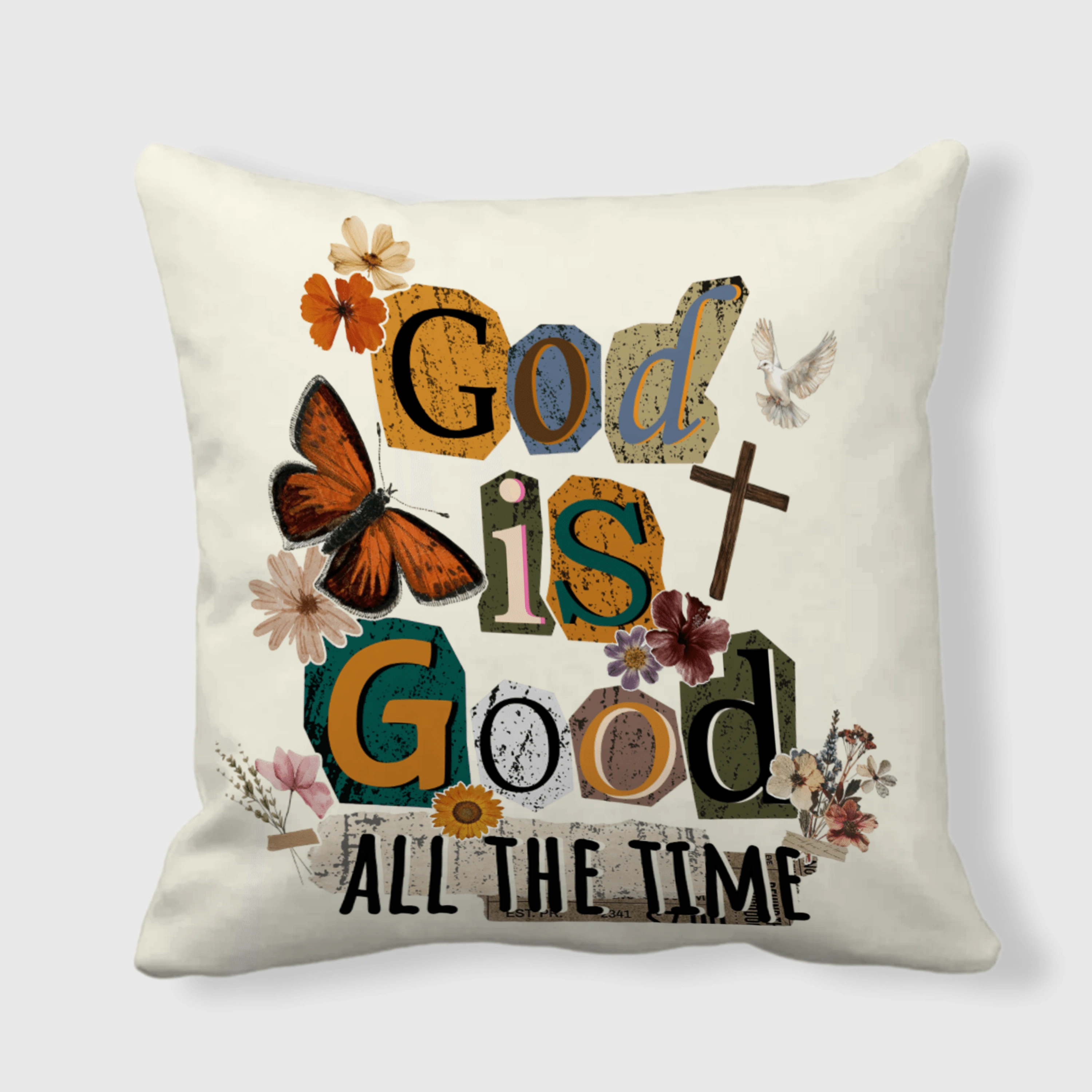 God is Good Christian Floral Throw Pillow for Faith Home Decor