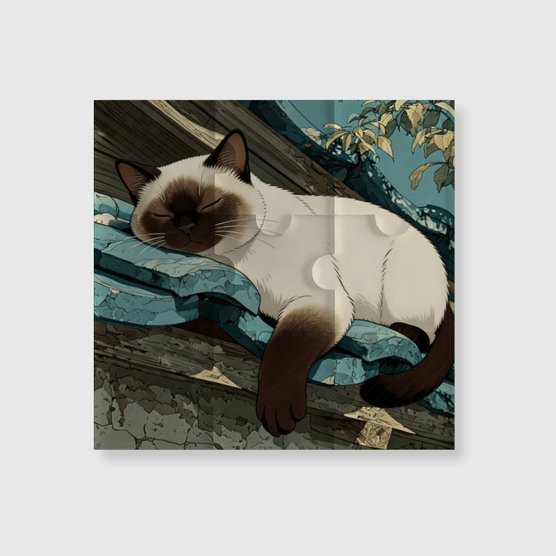 Sleepy Siamese Cat Puzzle Magnet Cat Lover Gift