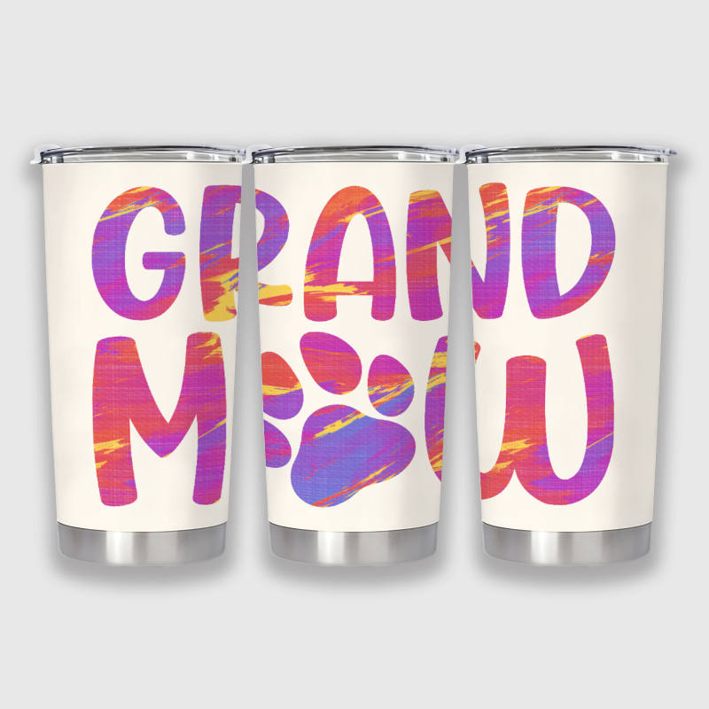 Colorful Paw Print Grand Maw Tumbler for Grandma Gift