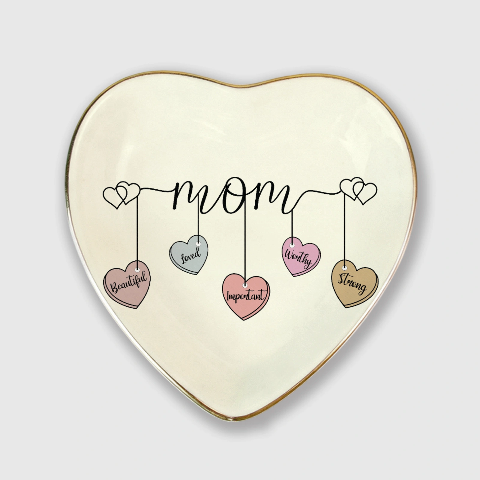 Mom Heart Ceramic Jewelry Tray for Mom Mother's Day Gift