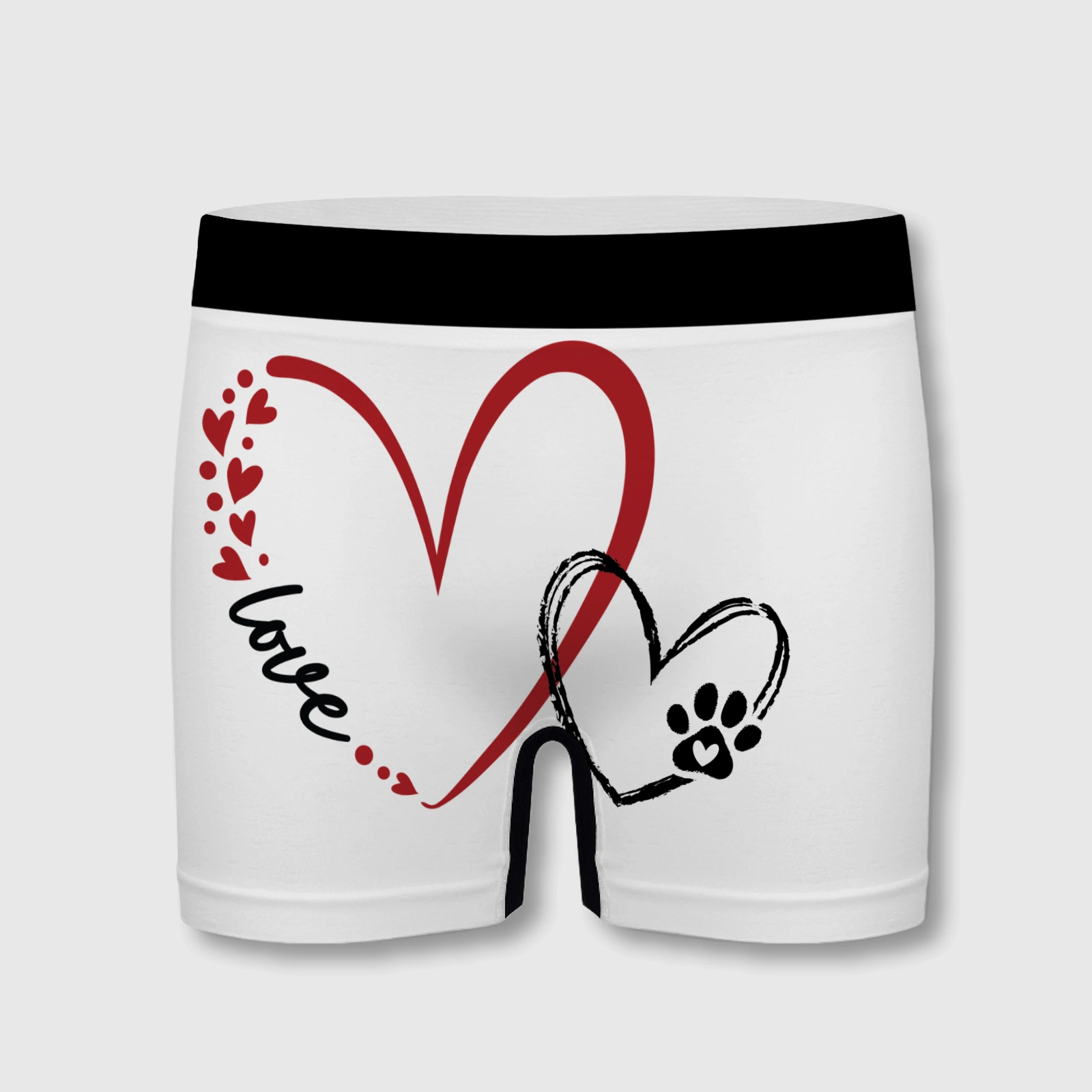 Heart Paw Print Men's Boxer Briefs for Pet Lovers Gift