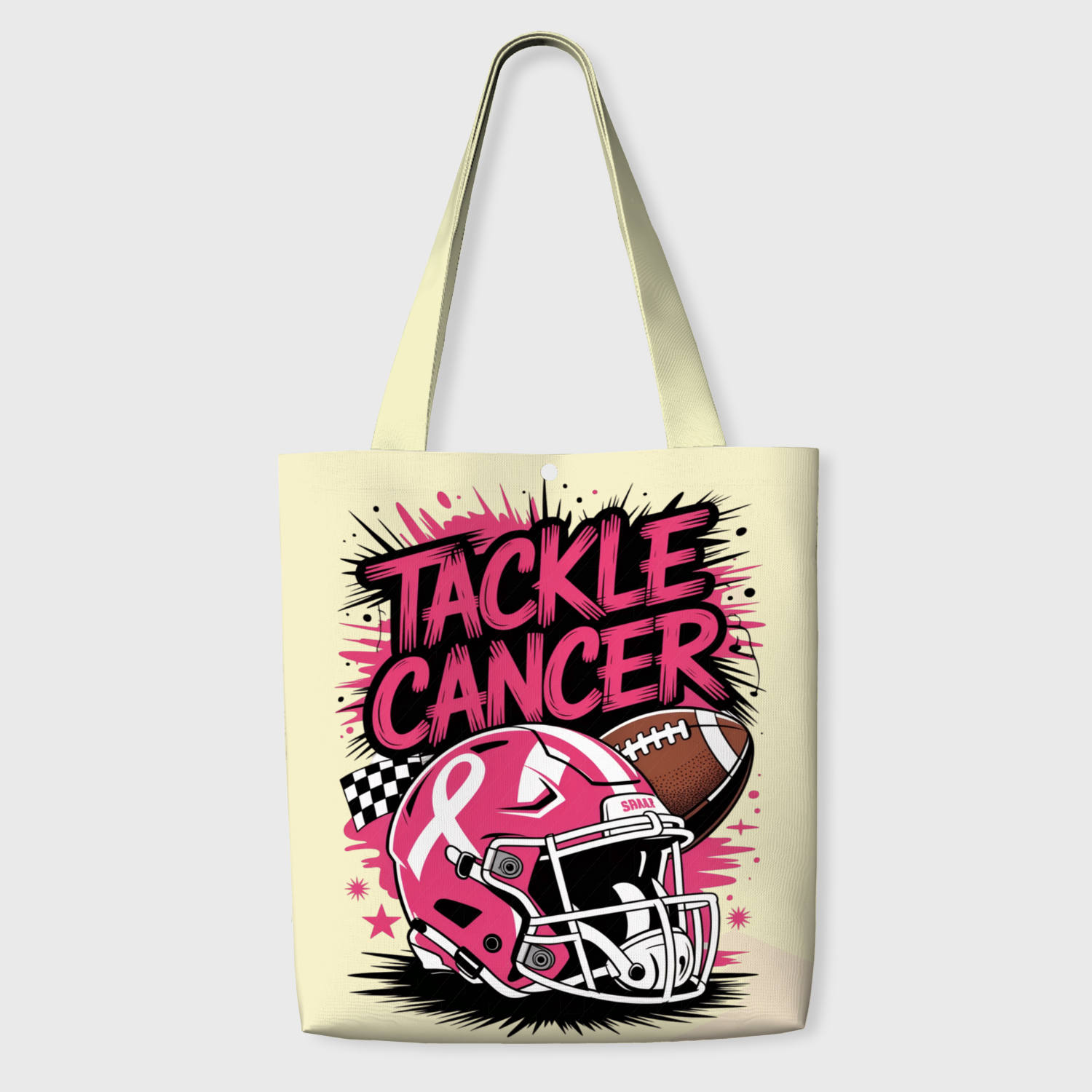 Tackle Cancer Football Tote Bag for Sports Fans Daily Use