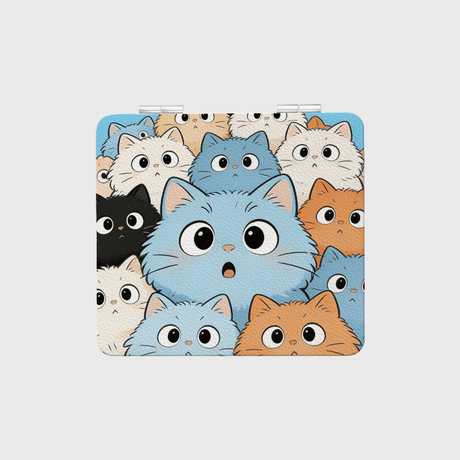 Cute Cartoon Cat Square Pocket Makeup Mirror for Cat Lovers Gift