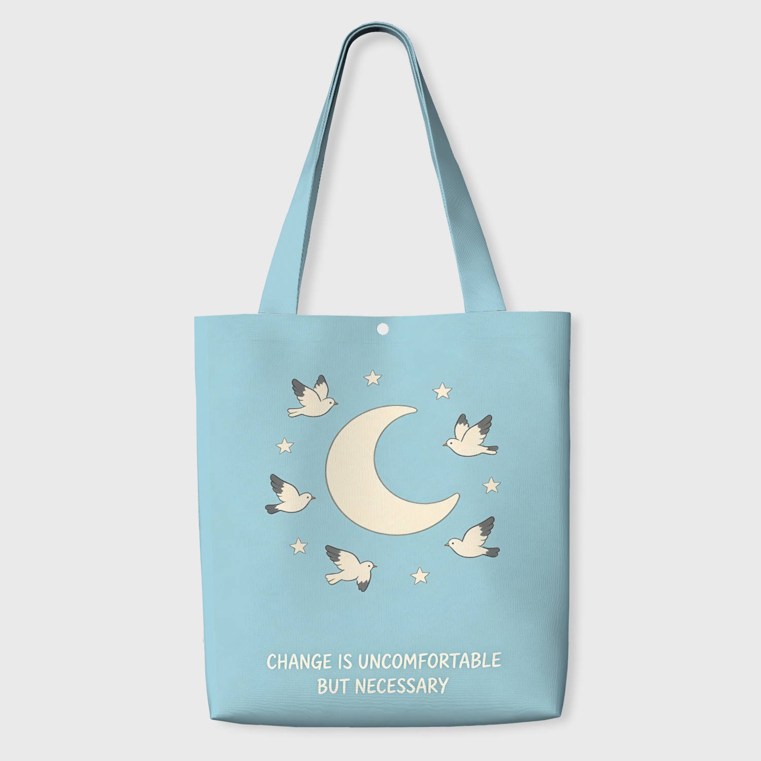 Motivational Moon Bird Canvas Tote Bag for Her Daily Use