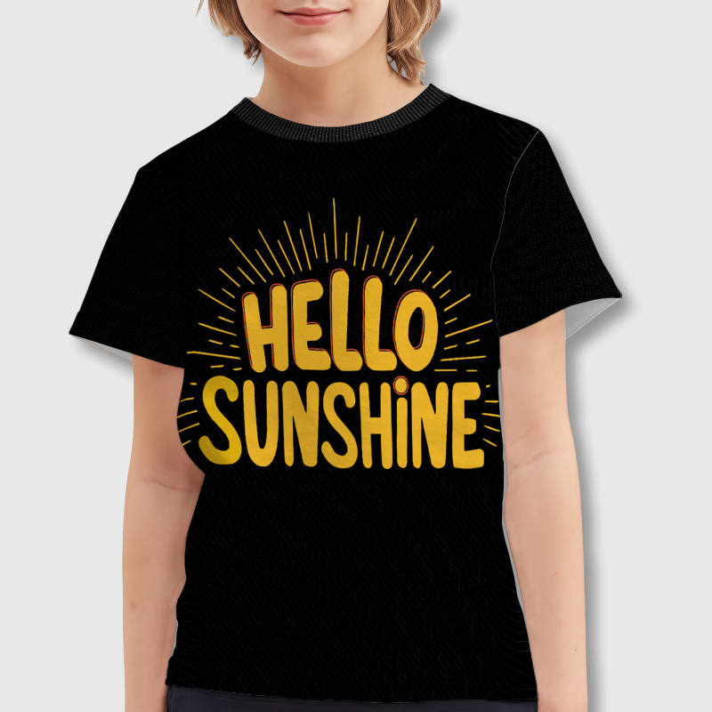 Hello Sunshine Quote Kids T-Shirt for Boys Girls Summer Wear