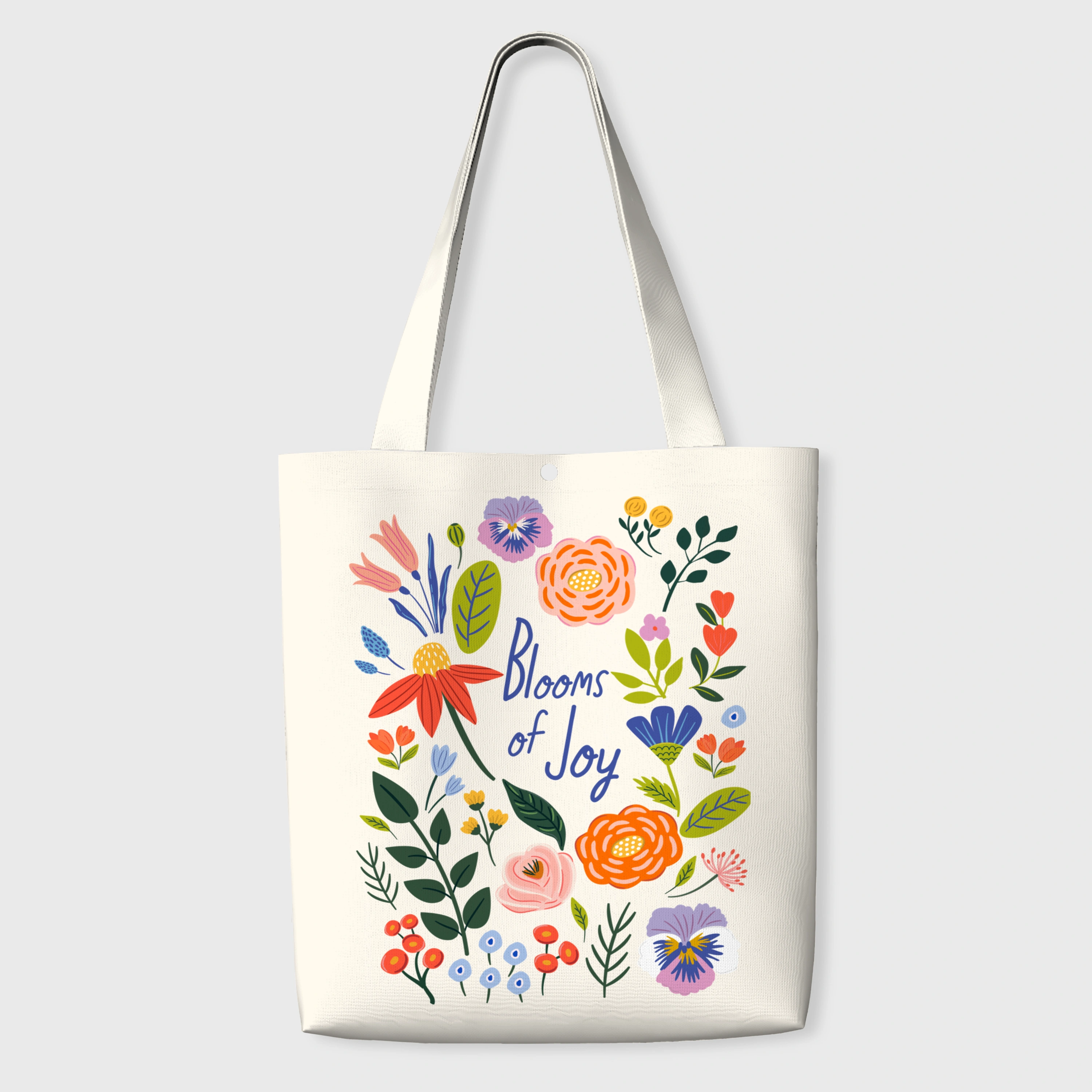 Blooms of Joy Floral Canvas Tote Bag for Daily Use & Gifting