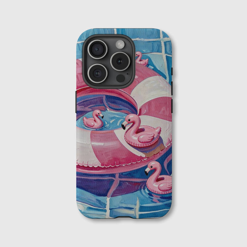 Pink Flamingo Pool Magnetic Phone Case Cute Summer Gift for Beach Lovers