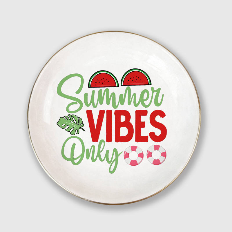 Summer Vibes Ceramic Trinket Tray for Summer Gift & Daily Use