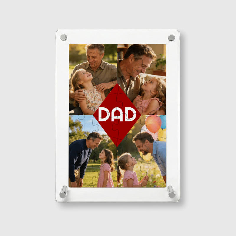 Custom 4-Photo DAD Acrylic Puzzle for Dad Father's Day Gift