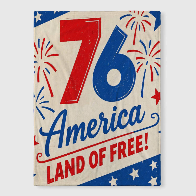 Patriotic 76 America Fleece Blanket for 4th of July Gift