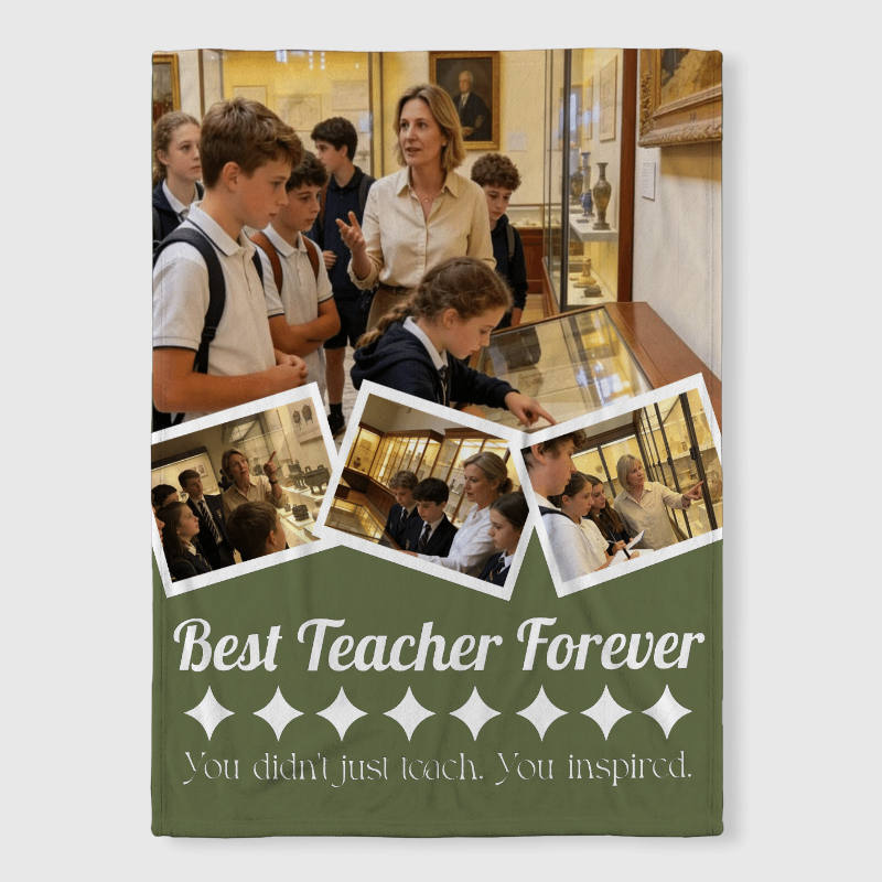 Custom Photo Collage Fleece Blanket for Teacher Appreciation Gift