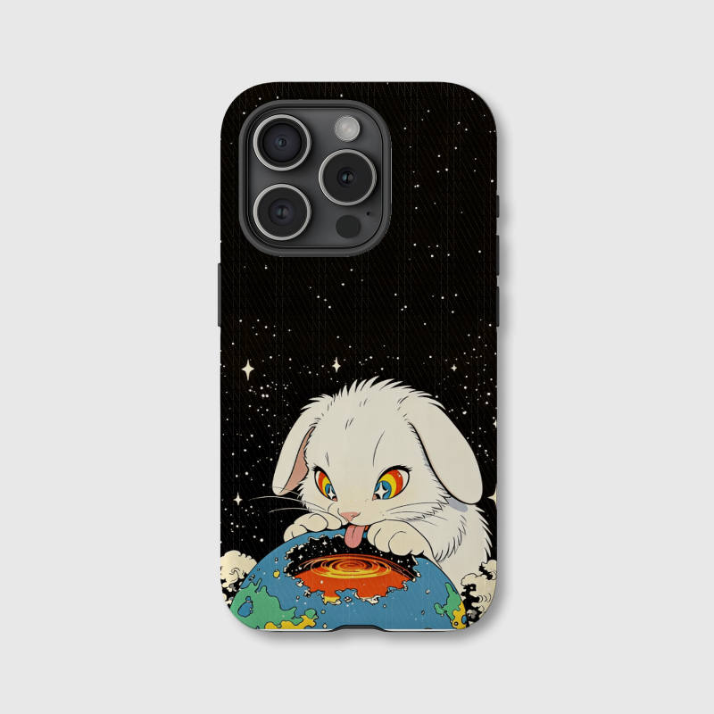 Cute Space Bunny Print Magnetic Phone Case Fun Gift for Anime Fans Birthday Holiday