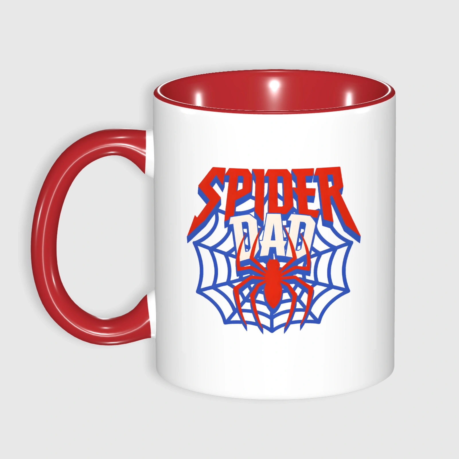 Spider Dad Red Accent Ceramic Mug for Dad Father's Day Gift