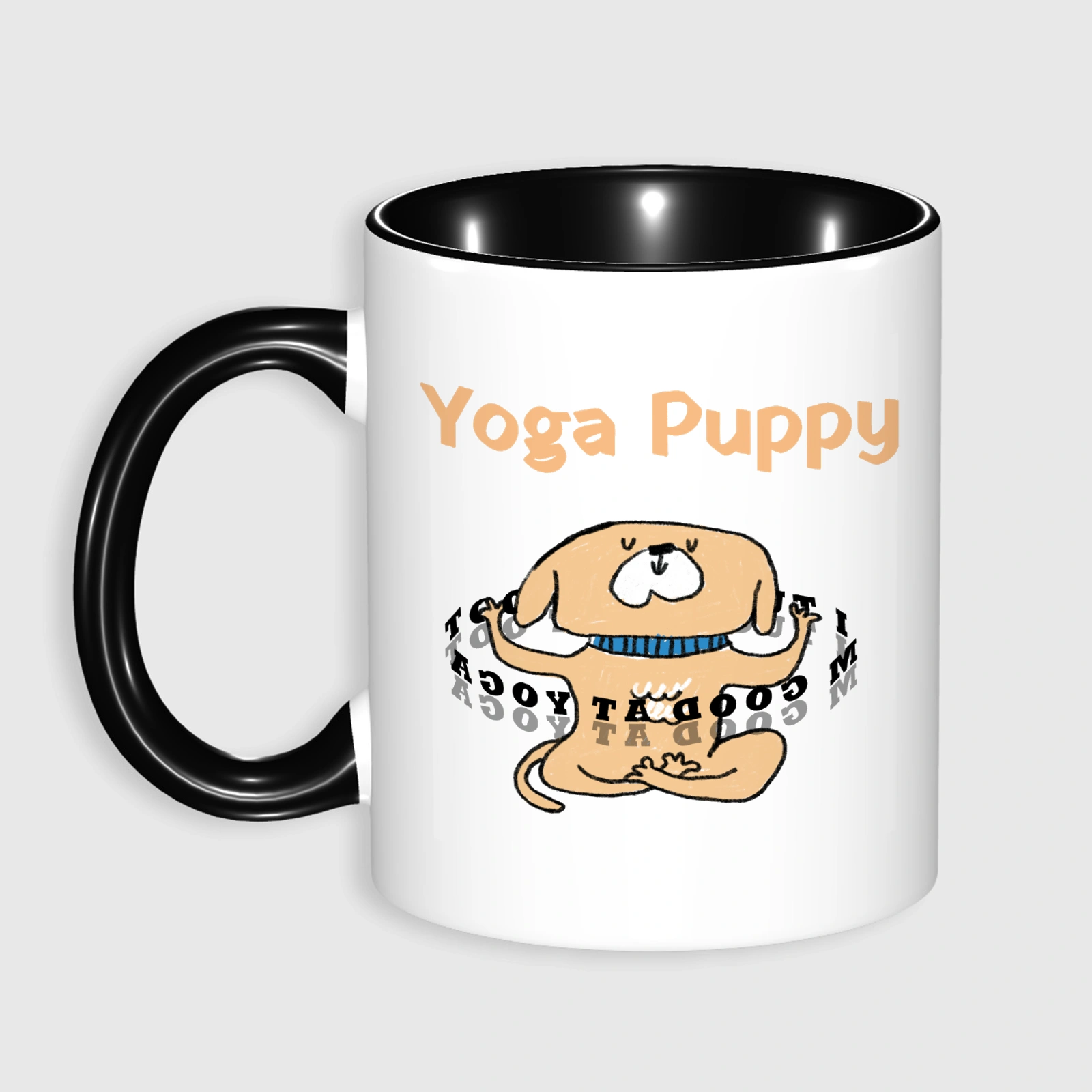 Published product example from Yoga Puppy Funny Dog Illustration