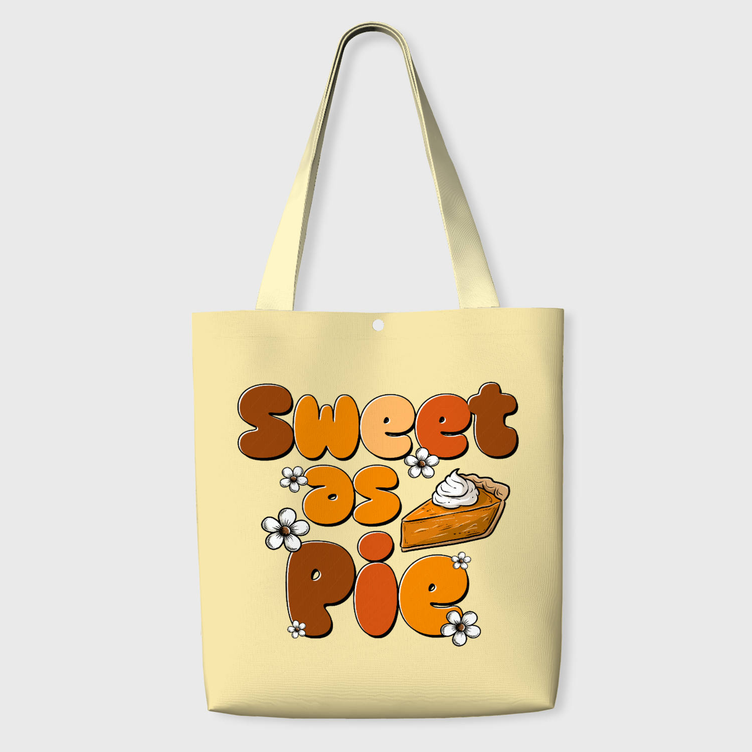 Sweet as Pie Pumpkin Print Tote Bag for Thanksgiving Daily Use