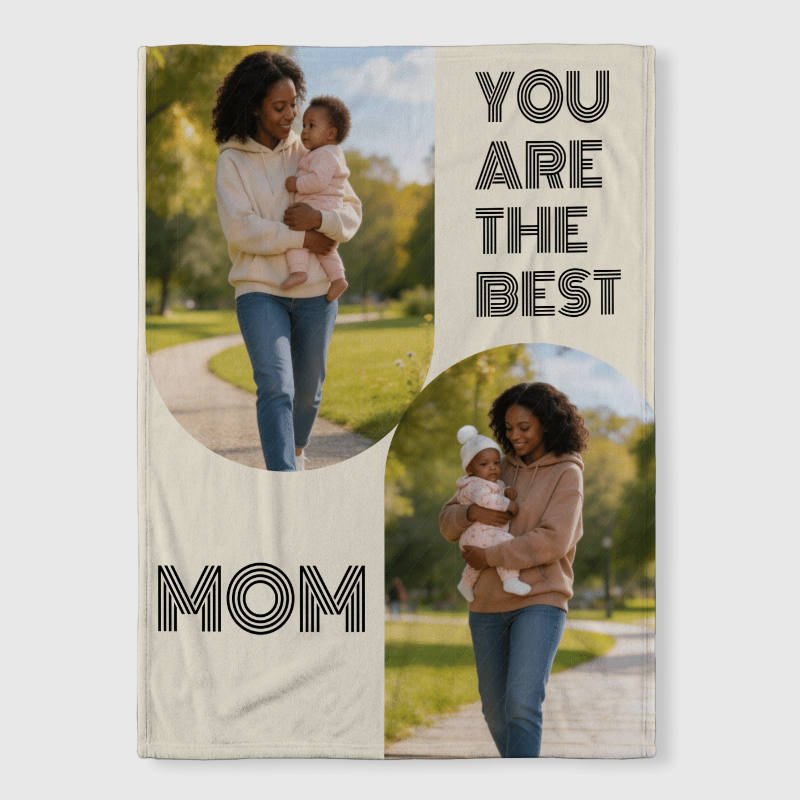 Custom Photo Fleece Blanket for Mom Mother's Day Gift