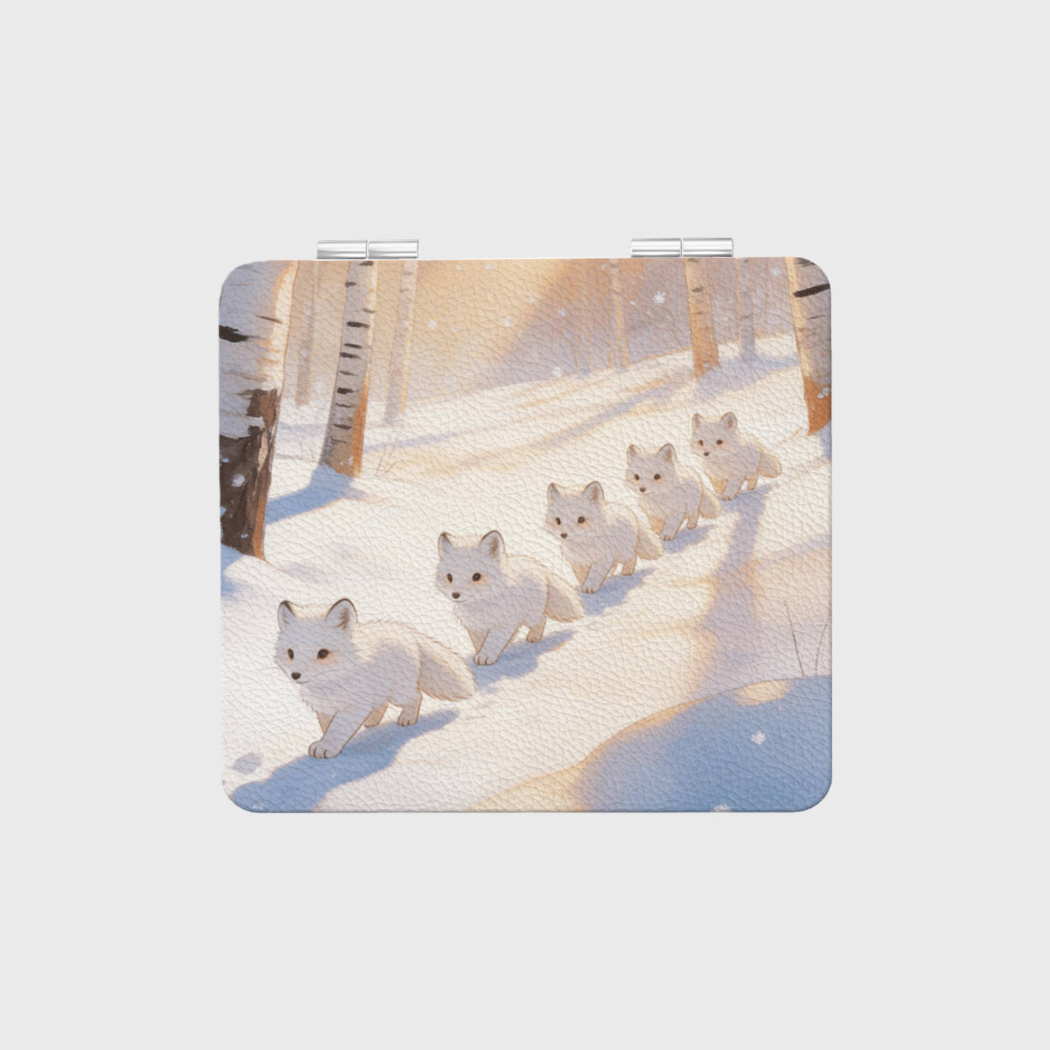 Cute Arctic Fox Square Pocket Makeup Mirror for Pet Lovers Gift