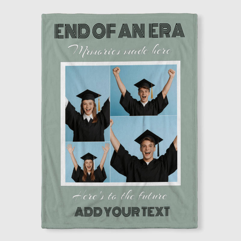 Custom 4-Photo Fleece Blanket for Grads Graduation Gift